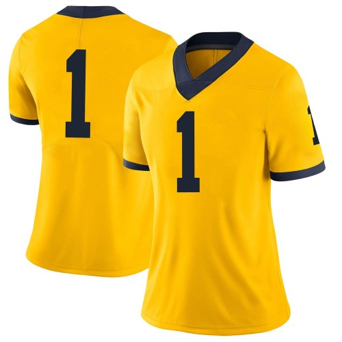 Nico Collins Michigan Wolverines Women's NCAA #1 Maize Limited Brand Jordan College Stitched Football Jersey IQZ5054OI